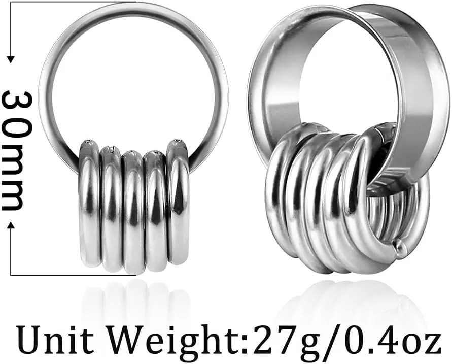 2PCS Classic Ear Gauges for Stretched Ears with 10pcs Nose Hoop Rings, Hypoallergenic 316 Stainless Steel Ear Plugs Tunels 8mm-25mm (0G-1") Body Piercing Jewelry for Women Men