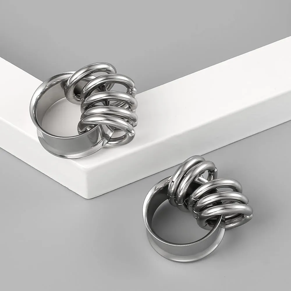 2PCS Classic Ear Gauges for Stretched Ears with 10pcs Nose Hoop Rings, Hypoallergenic 316 Stainless Steel Ear Plugs Tunels 8mm-25mm (0G-1") Body Piercing Jewelry for Women Men