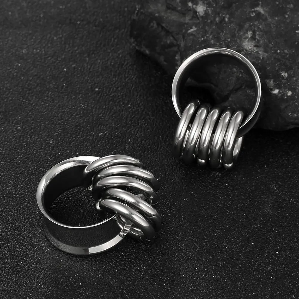2PCS Classic Ear Gauges for Stretched Ears with 10pcs Nose Hoop Rings, Hypoallergenic 316 Stainless Steel Ear Plugs Tunels 8mm-25mm (0G-1") Body Piercing Jewelry for Women Men