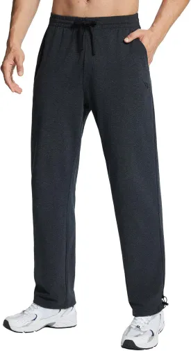 baleaf Men's Sweatpants Casual Lounge Cotton Pajama Yoga Pants Open Bottom Straight Leg Male Sweat Pants with Pockets