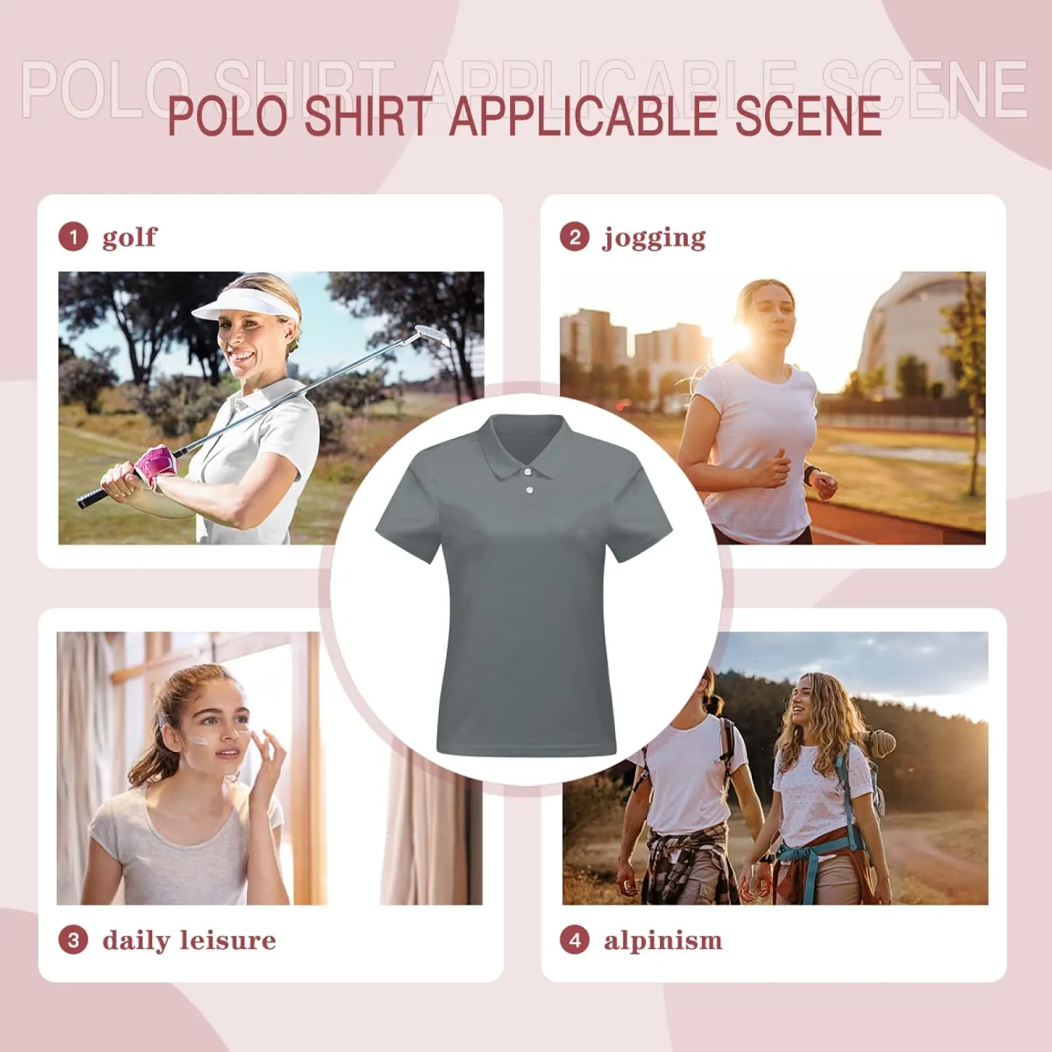 Custom Polo Shirts for Women Design Your Own Text Logo Photo Personalized Customized Golf Shirts Front Back Print