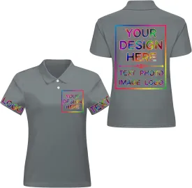 Custom Polo Shirts for Women Design Your Own Text Logo Photo Personalized Customized Golf Shirts Front Back Print