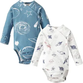 DEFAHN Baby Side Snap Bodysuit Kimono Onsies Newborn Boy Girl 3-Pack 100% Cotton Basic Pattern Kimono Bodysuits