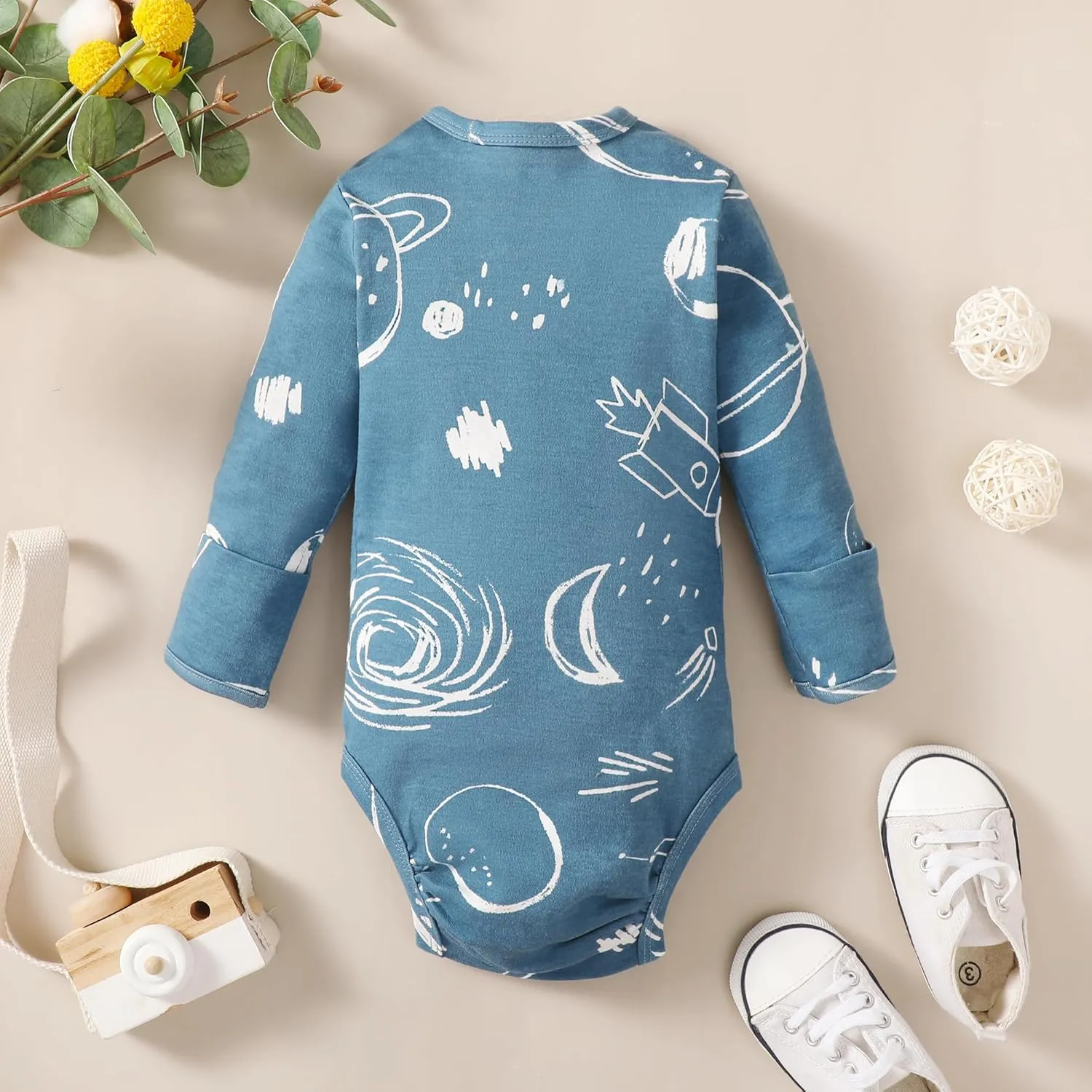 DEFAHN Baby Side Snap Bodysuit Kimono Onsies Newborn Boy Girl 3-Pack 100% Cotton Basic Pattern Kimono Bodysuits