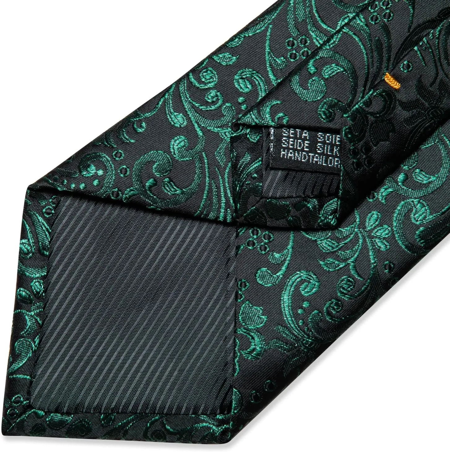 DiBanGu Silk Floral Ties for Men Woven Paisley Necktie and Tie Clip Handkerchief Cufflinks Set for Party Wedding