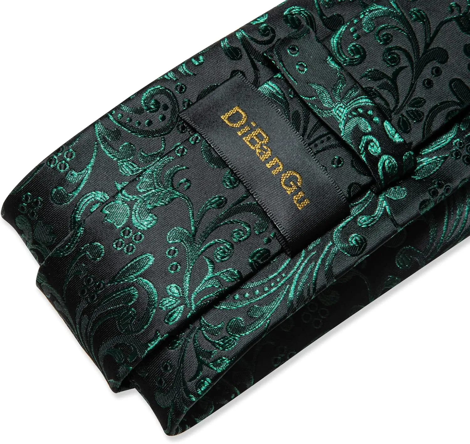 DiBanGu Silk Floral Ties for Men Woven Paisley Necktie and Tie Clip Handkerchief Cufflinks Set for Party Wedding
