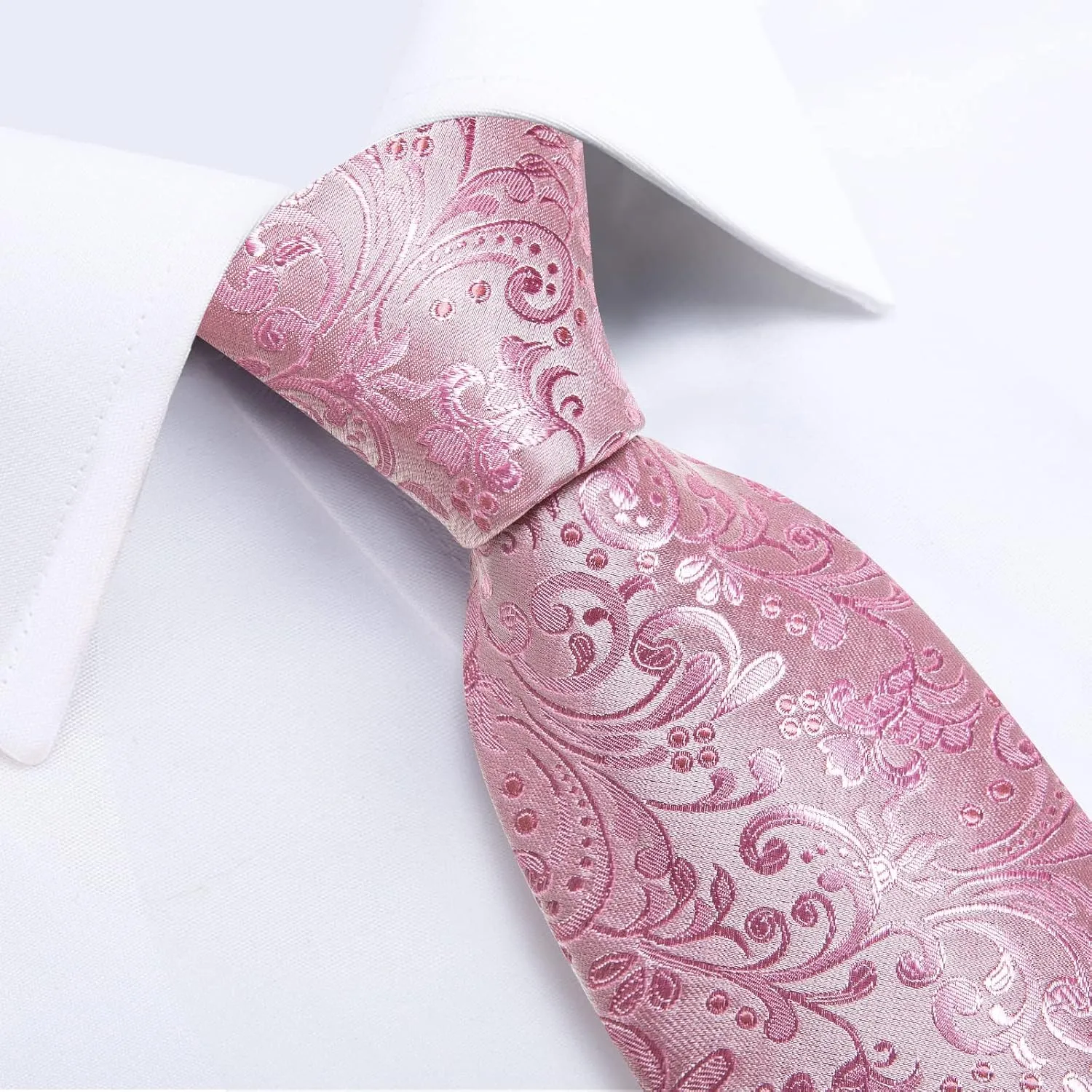DiBanGu Silk Floral Ties for Men Woven Paisley Necktie and Tie Clip Handkerchief Cufflinks Set for Party Wedding