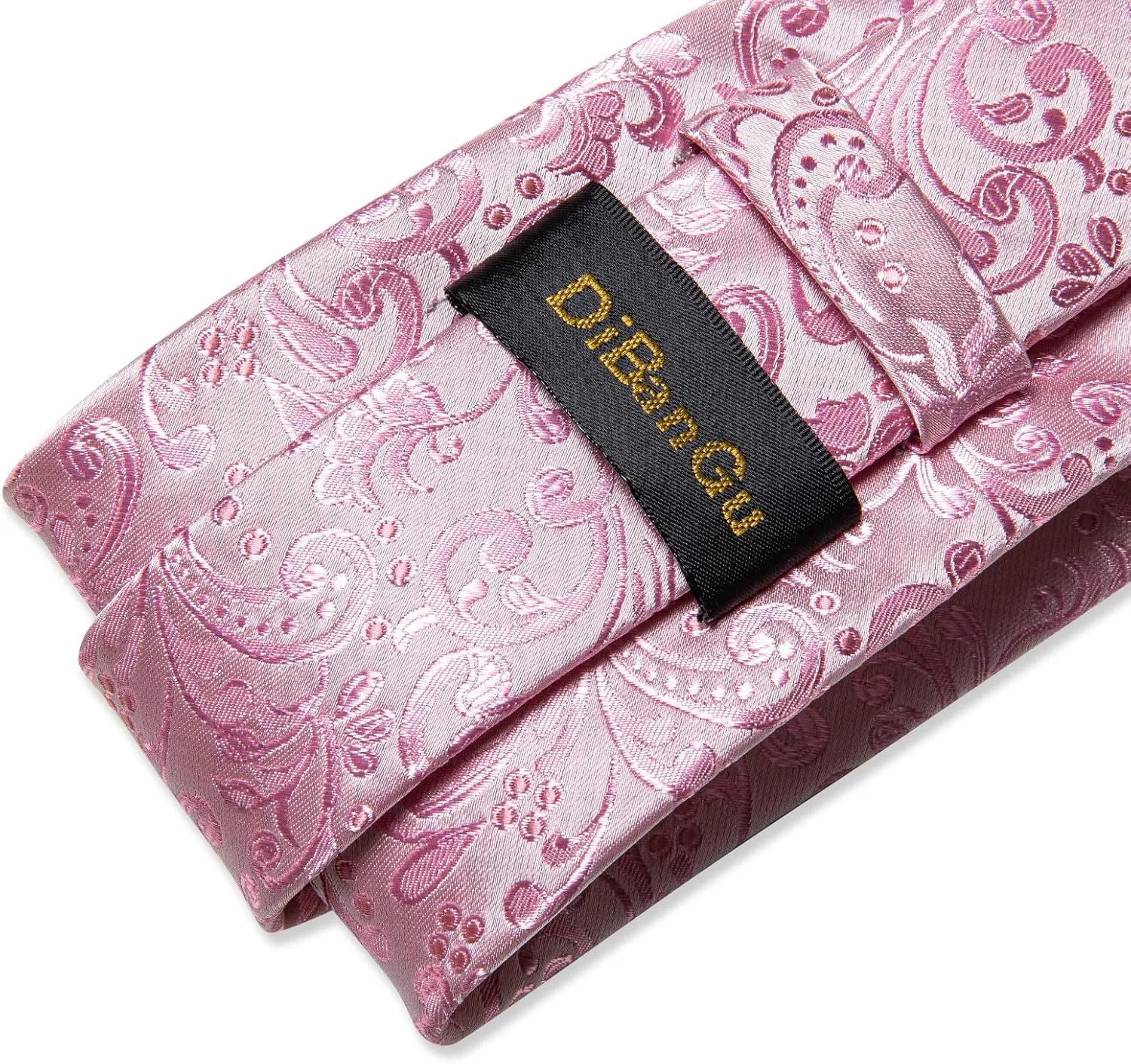 DiBanGu Silk Floral Ties for Men Woven Paisley Necktie and Tie Clip Handkerchief Cufflinks Set for Party Wedding