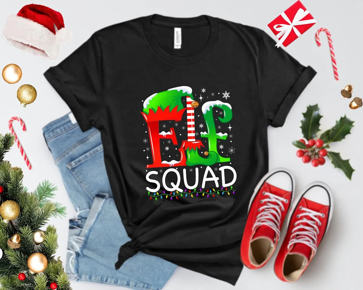 Elf Squad Christmas Family Matching Pajamas Elf X-mas Santa Group 2024 T-Shirt for Men Boys Kids Toddler Girl
