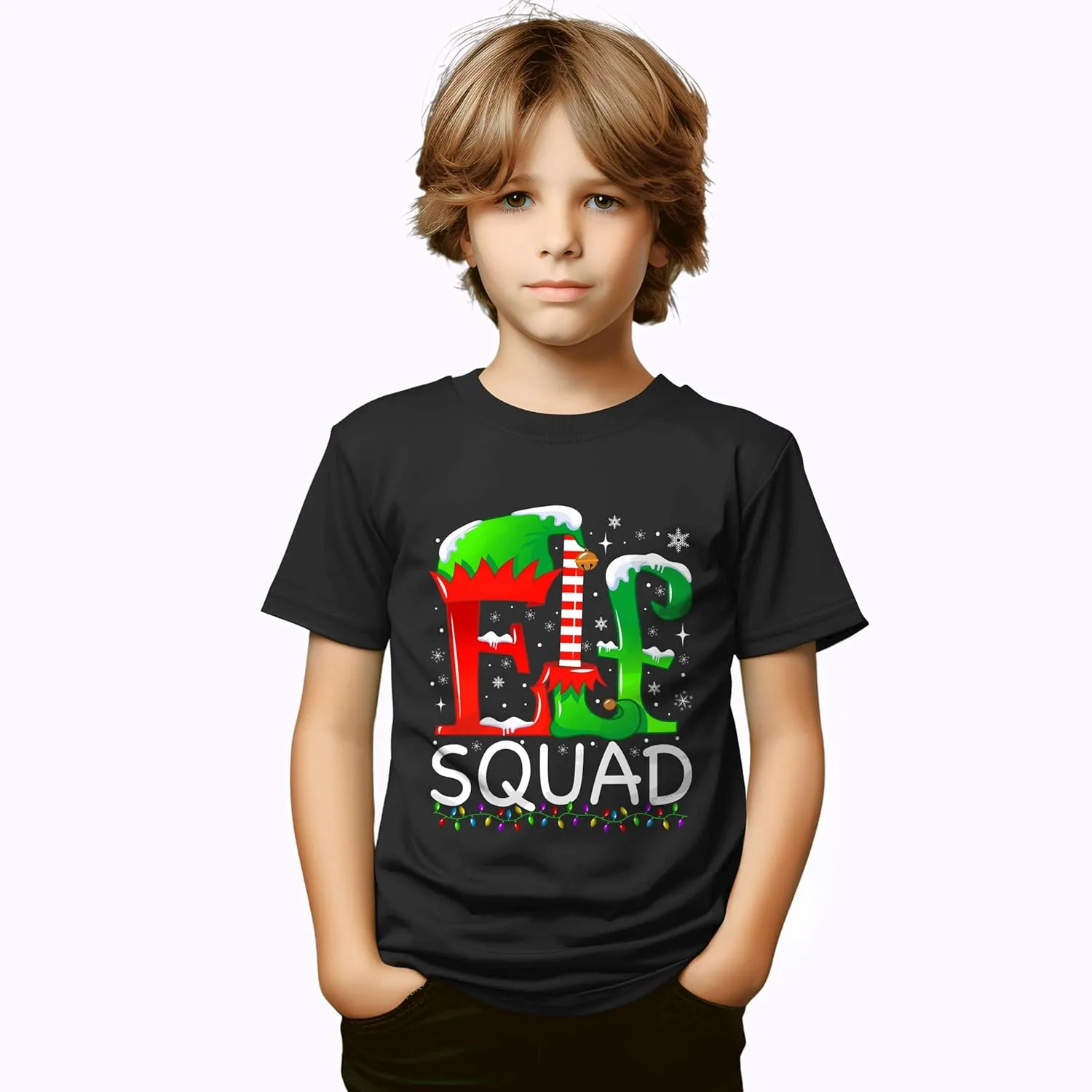 Elf Squad Christmas Family Matching Pajamas Elf X-mas Santa Group 2024 T-Shirt for Men Boys Kids Toddler Girl