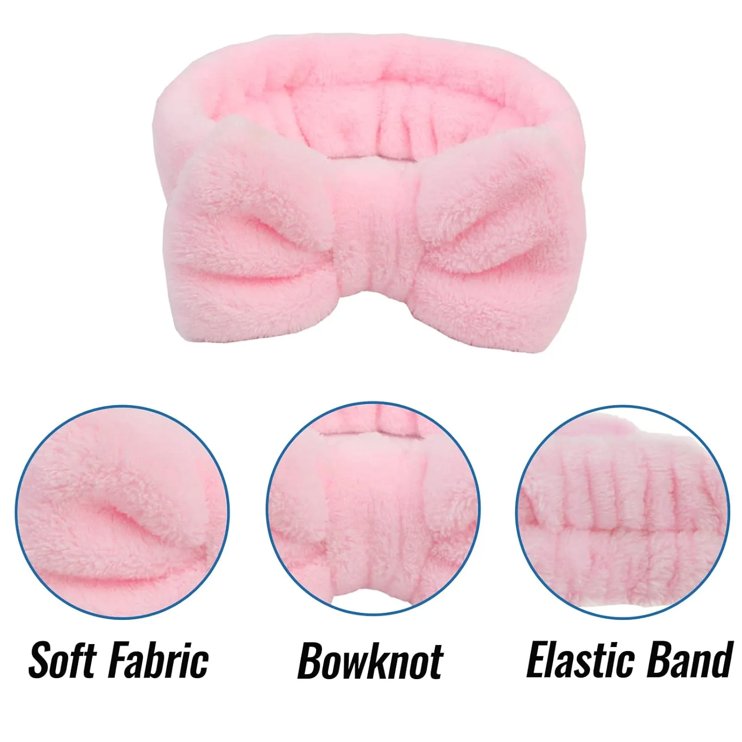Face Wash Headband & Wrist Bands 3 Pack - Soft Fleece Spa Headbands for Face Washing & Makeup