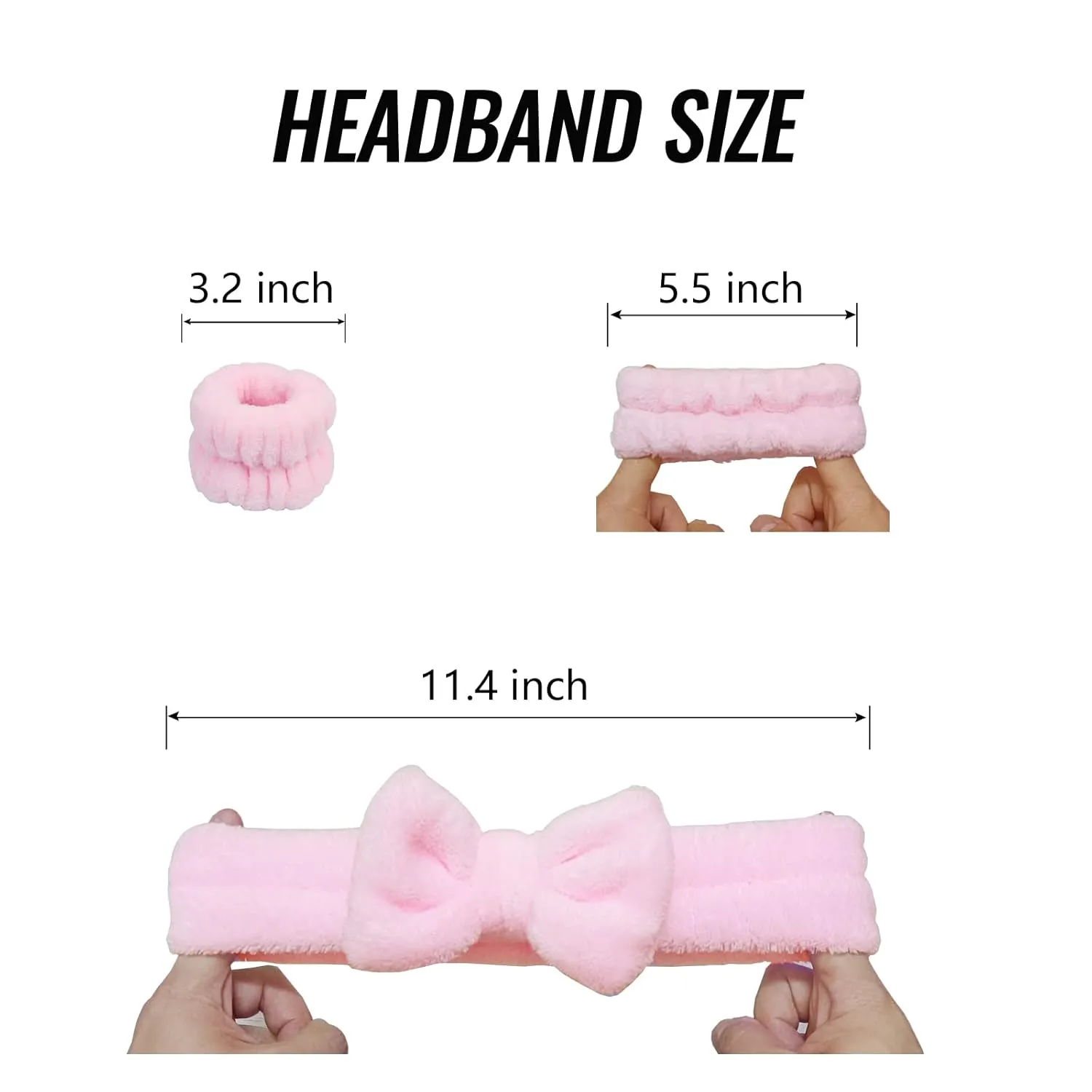 Face Wash Headband & Wrist Bands 3 Pack - Soft Fleece Spa Headbands for Face Washing & Makeup