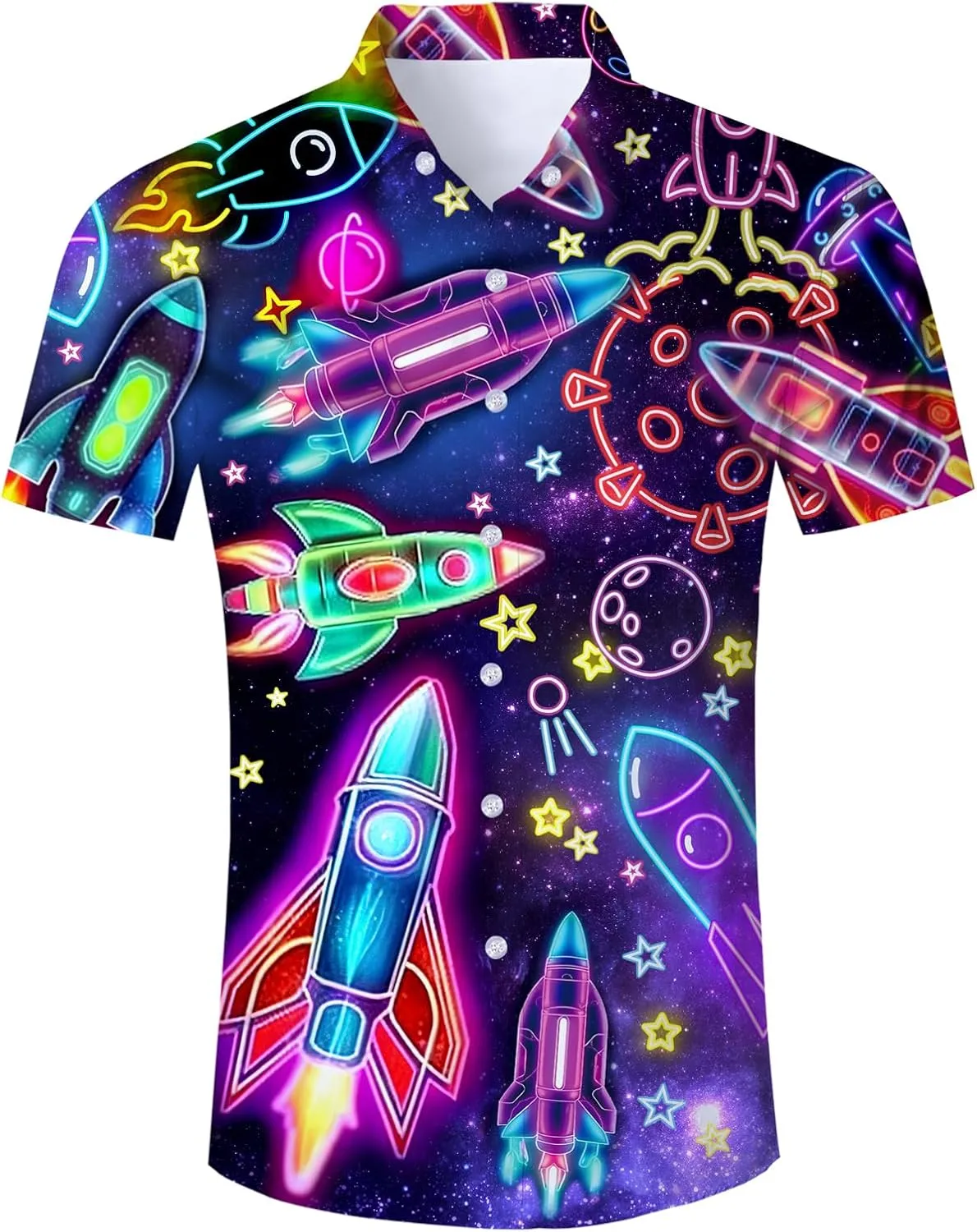 Fanient Mens Hawaiian Shirt Summer 3D Print Casual Short Sleeve Button Down Graphic Aloha Dress Shirts