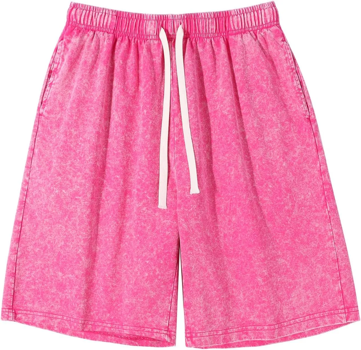 Flygo Mens Sweat Shorts Athletic Acid Washed Cotton Gym Short Elastic Waist Drawstring Workout Jogger Pants with Pockets