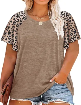 HDLTE Womens Plus Size Tops Floral Bell Sleeves Blouses Summer Crewneck Tunic Loose Casual T Shirts