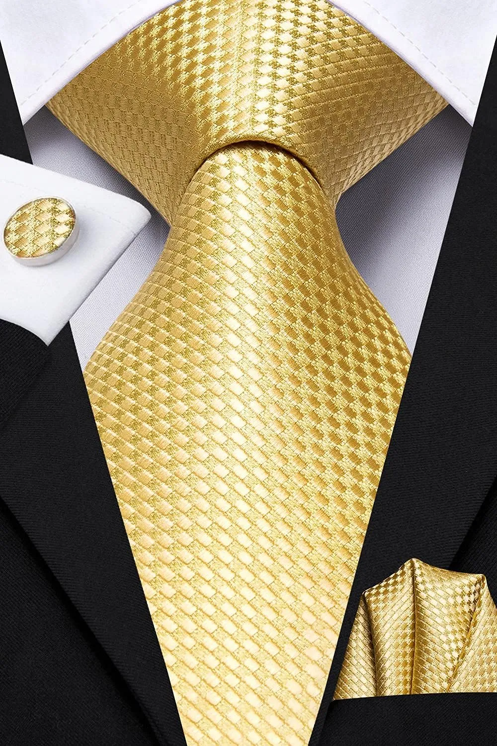 Hi-Tie Men Ties Sets Silk Stripe Paisley Necktie Pocket Square Cufflinks for Business Wedding