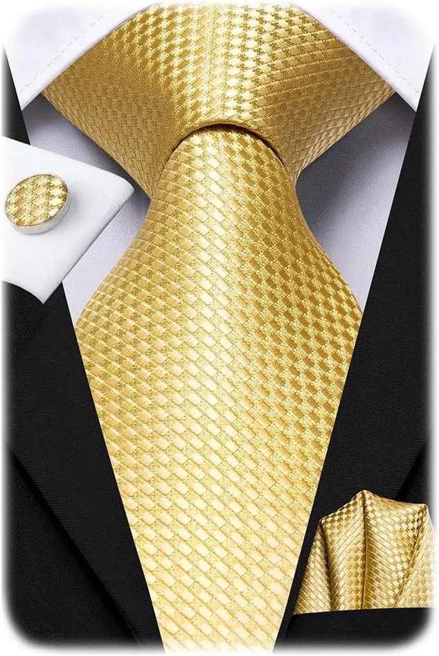 Hi-Tie Men Ties Sets Silk Stripe Paisley Necktie Pocket Square Cufflinks for Business Wedding