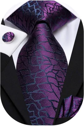 Hi-Tie Men Ties Sets Silk Stripe Paisley Necktie Pocket Square Cufflinks for Business Wedding