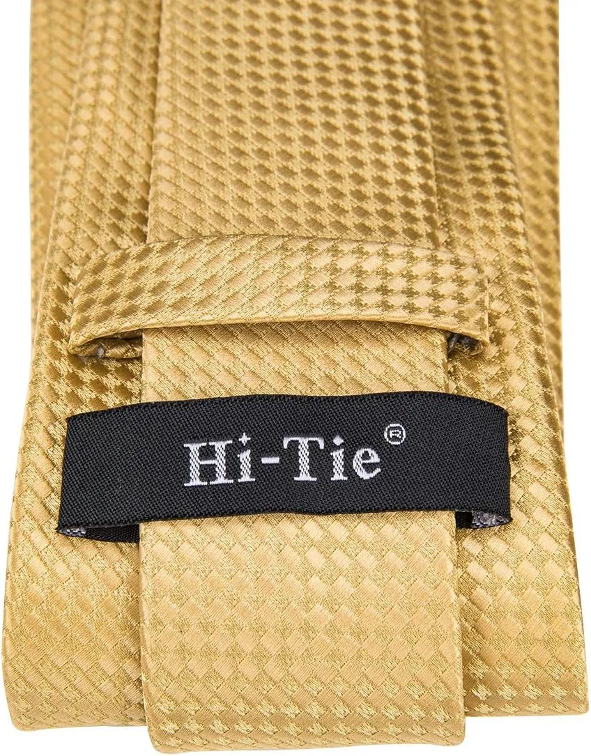 Hi-Tie Men Ties Sets Silk Stripe Paisley Necktie Pocket Square Cufflinks for Business Wedding
