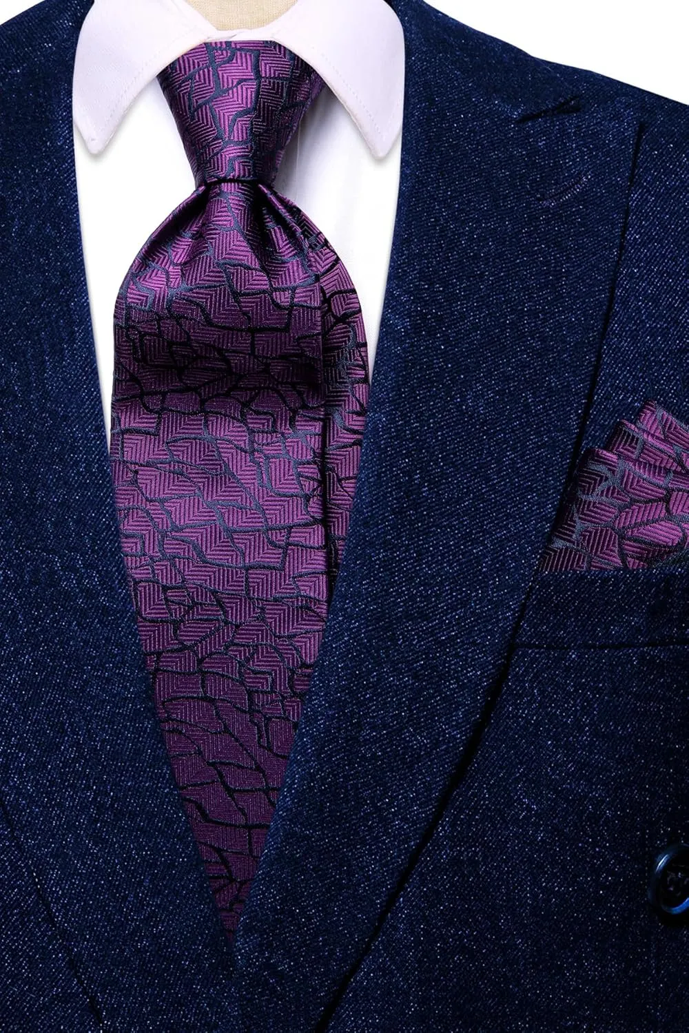 Hi-Tie Men Ties Sets Silk Stripe Paisley Necktie Pocket Square Cufflinks for Business Wedding
