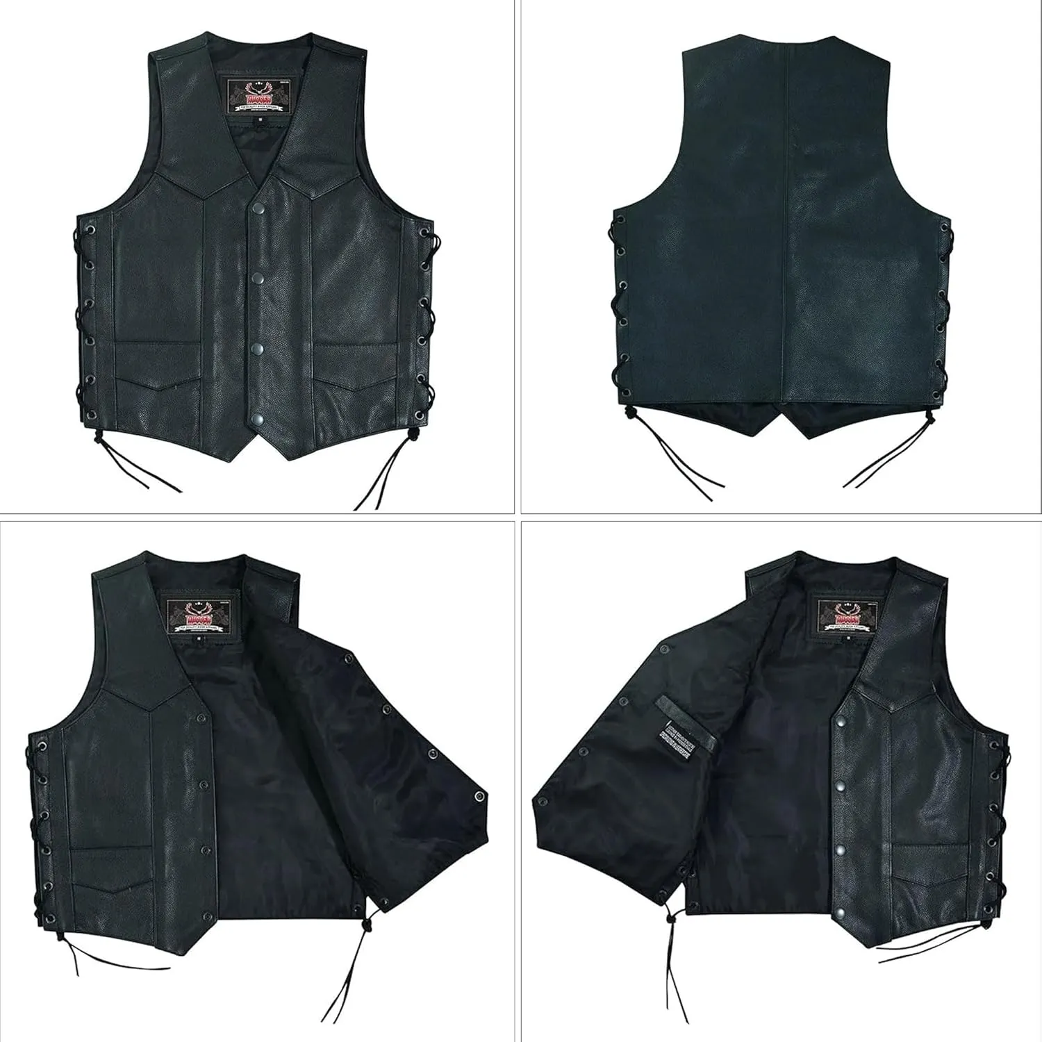 Hugger Kids Leather Vest Fashion Button Sleeveless Toddler's Tops Cute V Neck Jacket Waistcoat Multiple Pockets & Side Laces