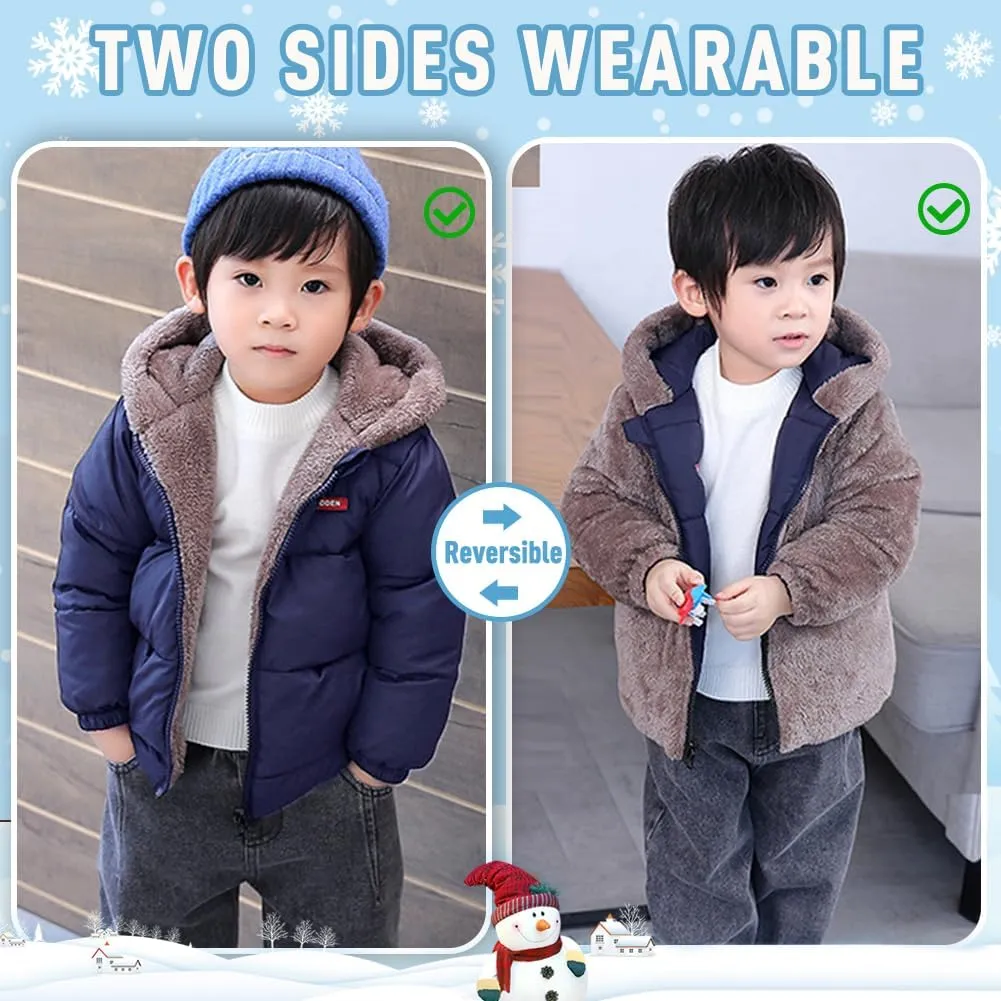 Infant Baby Winter Coat Bear Hooded Jacket Warm Fleece Snowsuit Windproof Outerwear for Toddler Boy Girl 9M-4T