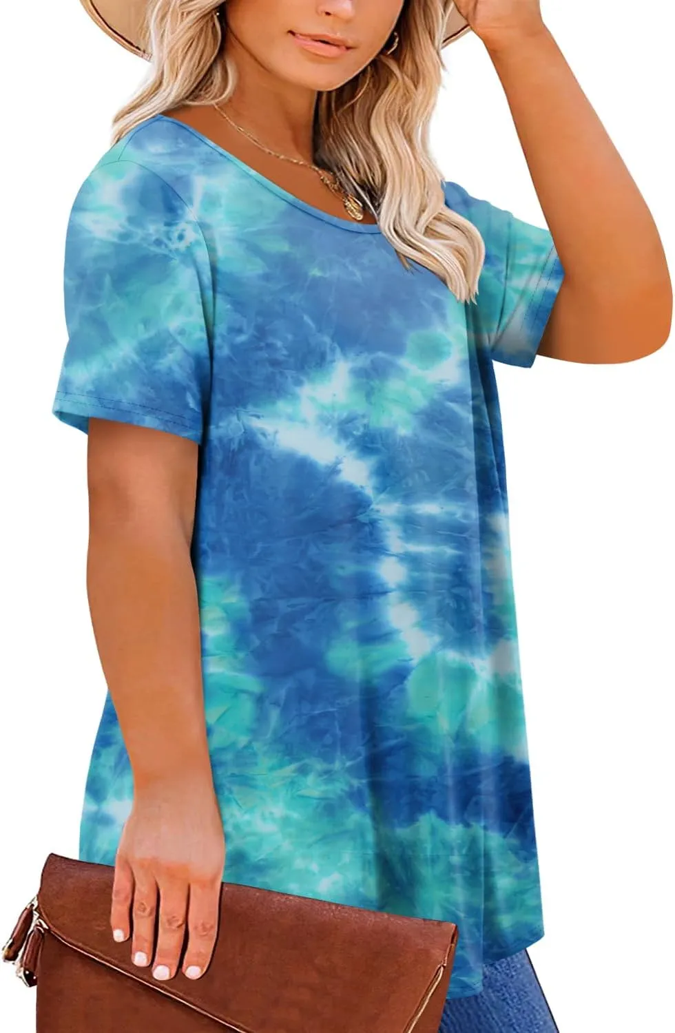 Magritta Plus Size Tops for Women Casual Summer Crew Neck Tunics Short Sleeve Loose Shirts Blouses 1X-5X
