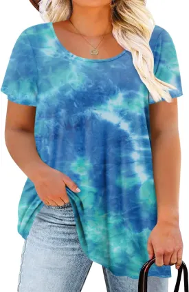 Magritta Plus Size Tops for Women Casual Summer Crew Neck Tunics Short Sleeve Loose Shirts Blouses 1X-5X