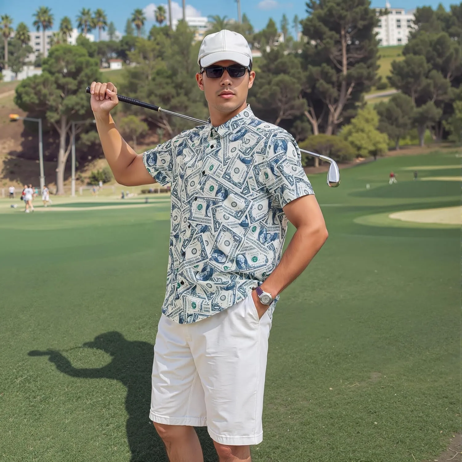 MCULIVOD Men's Hawaiian Tropical Shirts, Printing Short Sleeve Casual Button Down Shirt
