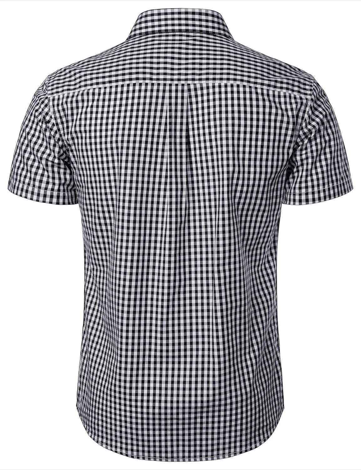 Men's Casual Plaid Button Down Shirt Cotton Short Sleeve Gingham Dress Shirts Regular Fit with Pocket