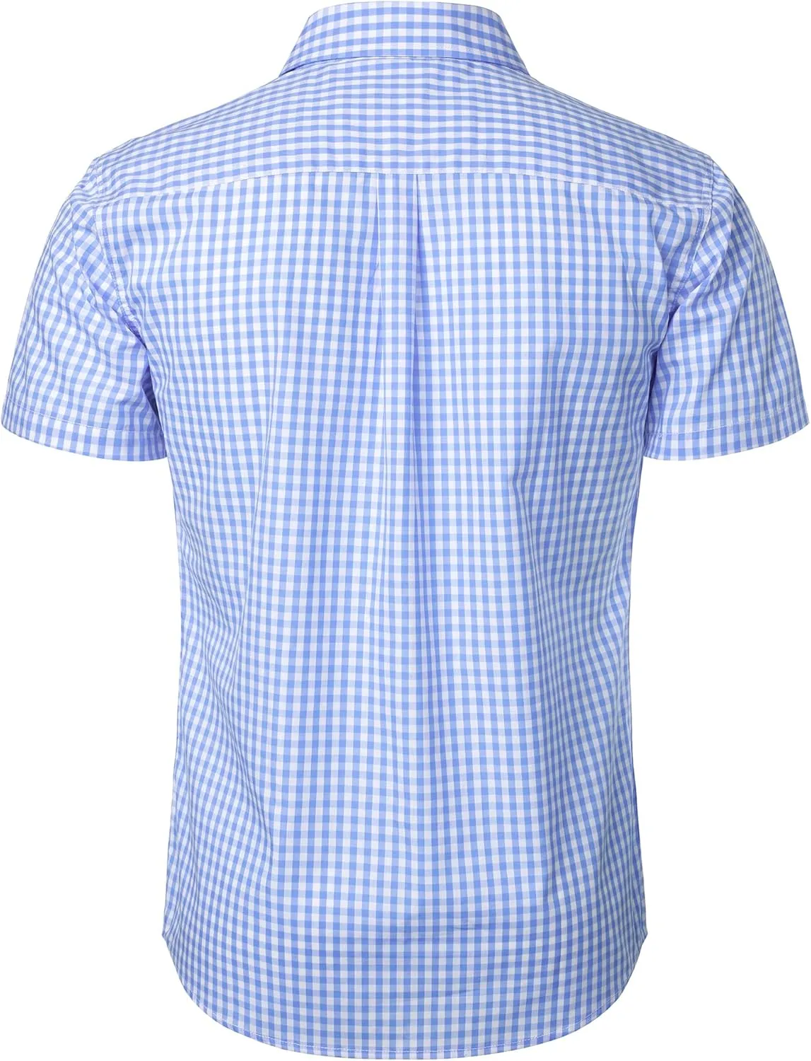 Men's Casual Plaid Button Down Shirt Cotton Short Sleeve Gingham Dress Shirts Regular Fit with Pocket