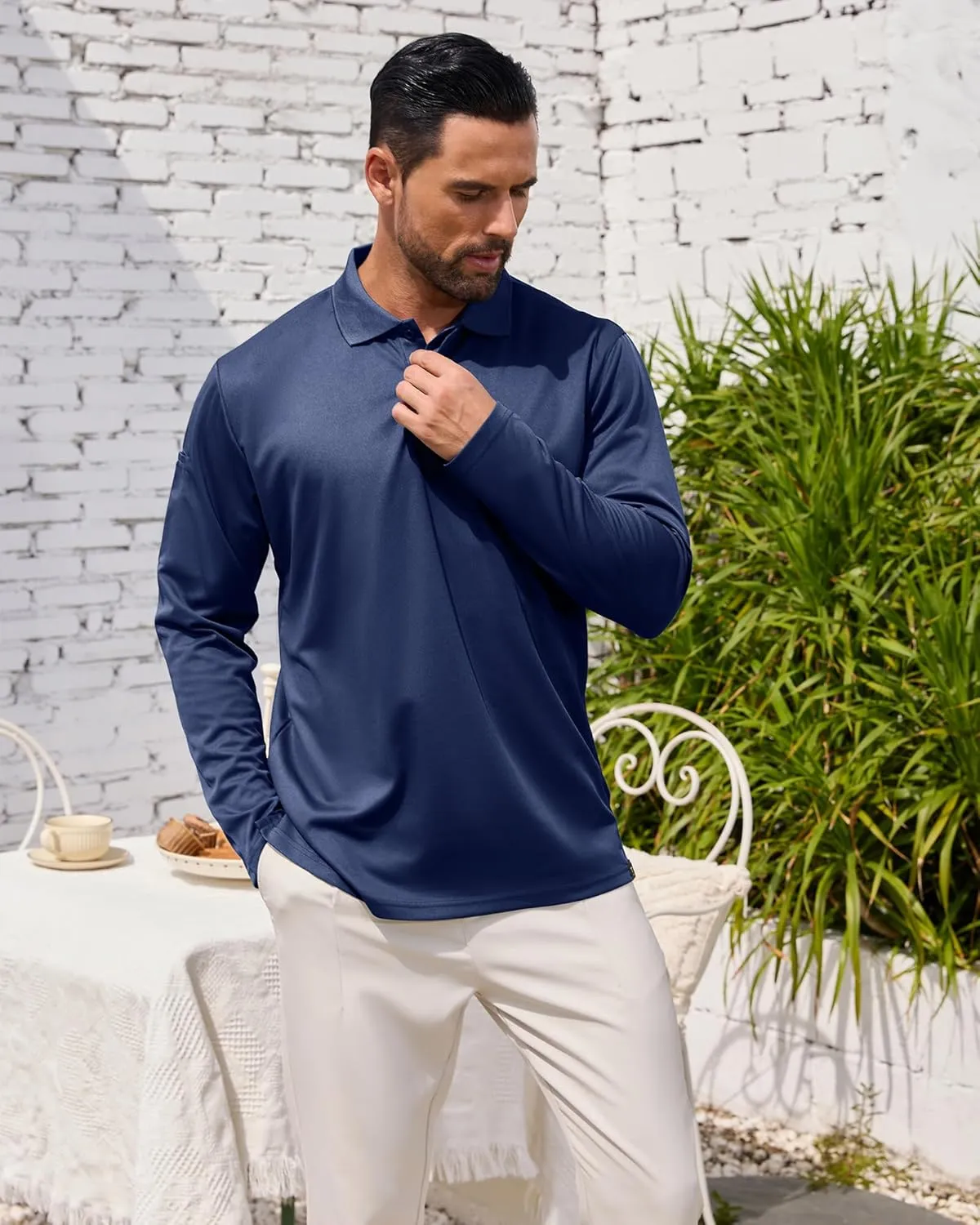 Men's Long Sleeve Polo Shirt Athletic Golf Polo Shirts for Men Quick-Dry Performance Casual Collared Shirts