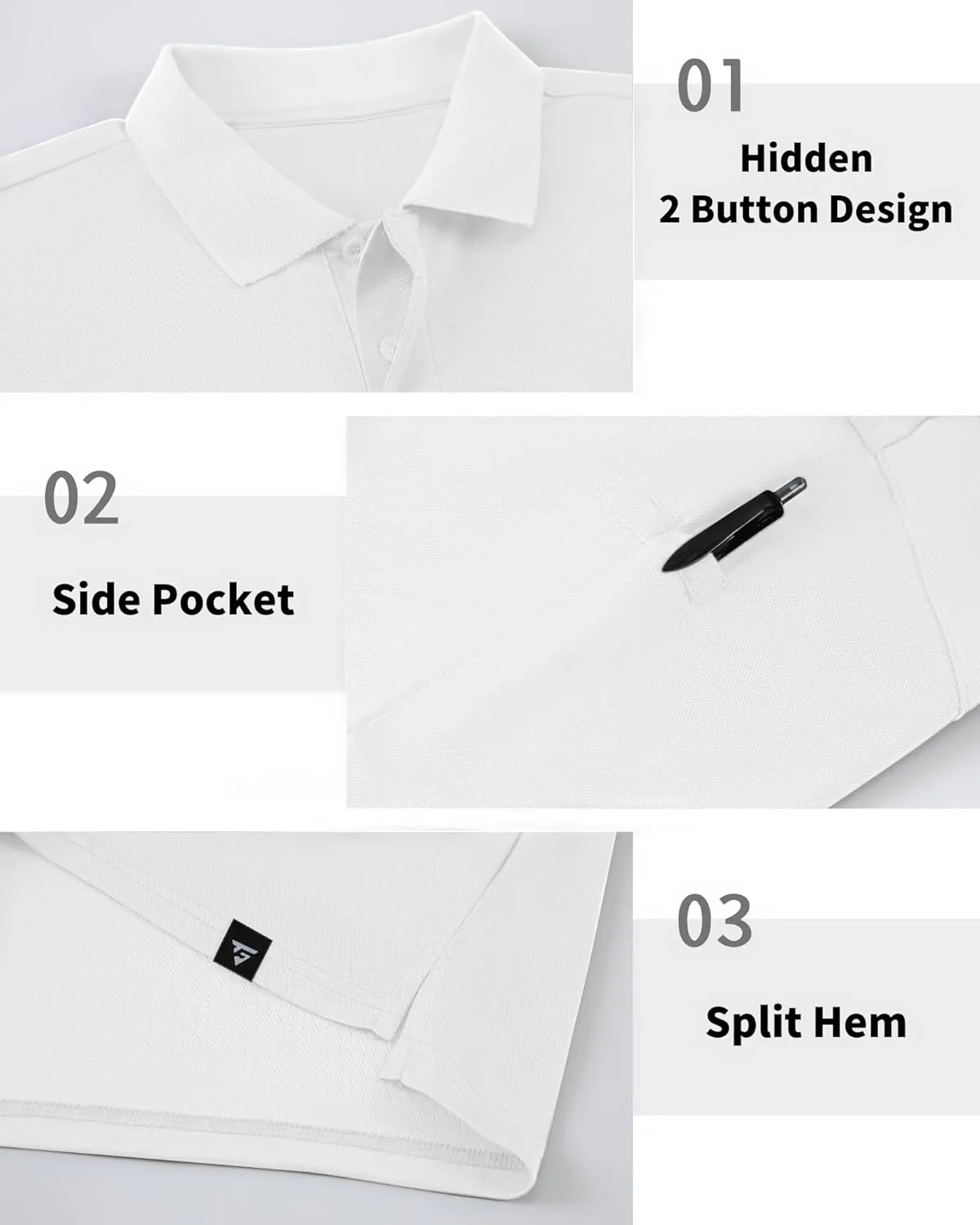 Men's Long Sleeve Polo Shirt Athletic Golf Polo Shirts for Men Quick-Dry Performance Casual Collared Shirts