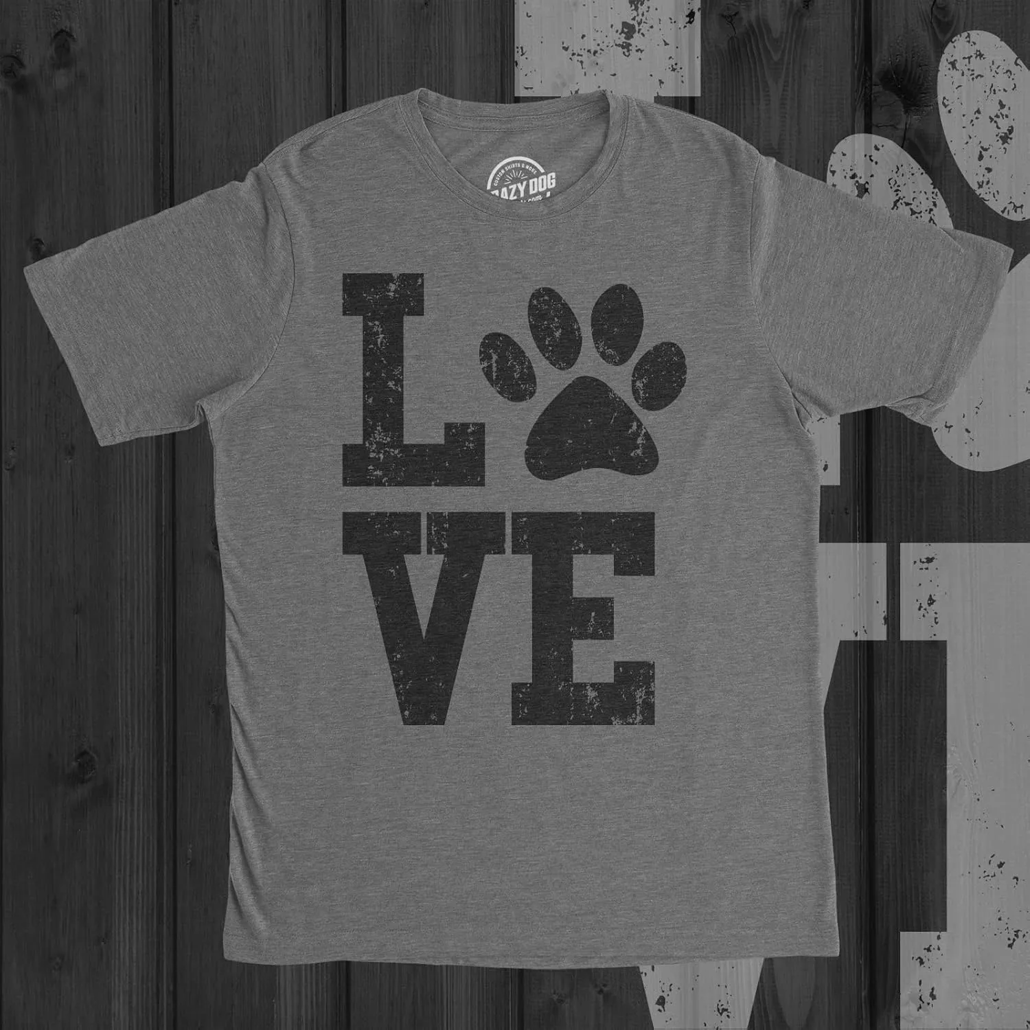 Mens Love Paw T Shirt Cute Adorable Dog Lover Pet Tee for Guys