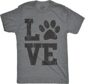 Mens Love Paw T Shirt Cute Adorable Dog Lover Pet Tee for Guys