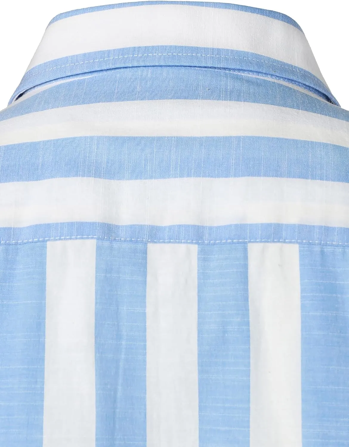 Men's Summer Casual Cotton Linen Striped Shirt Button Down Short Sleeve Shirts