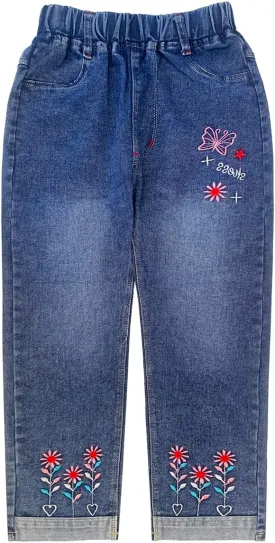 Peacolate 4-9T Infant Little Kids Girls Embroidery Jeans Denim Pants