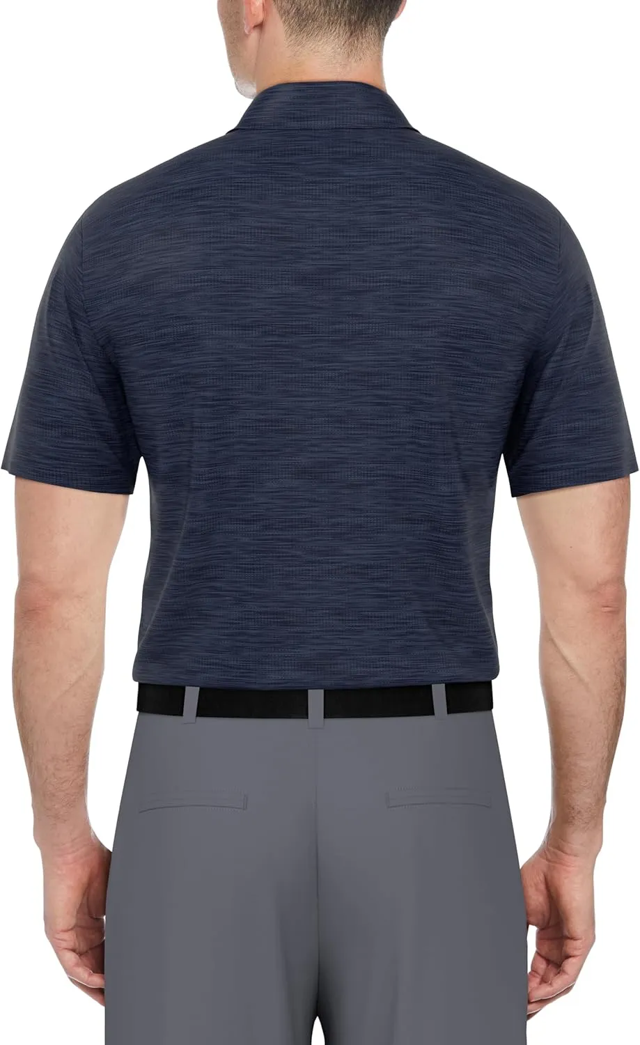 PGA TOUR Airflux Jaspe Cotton Short Sleeve Golf Performance Polo Shirt for Men, Moisture-Wicking, Sun Protection