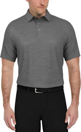 PGA TOUR Airflux Jaspe Cotton Short Sleeve Golf Performance Polo Shirt for Men, Moisture-Wicking, Sun Protection