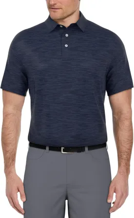 PGA TOUR Airflux Jaspe Cotton Short Sleeve Golf Performance Polo Shirt for Men, Moisture-Wicking, Sun Protection
