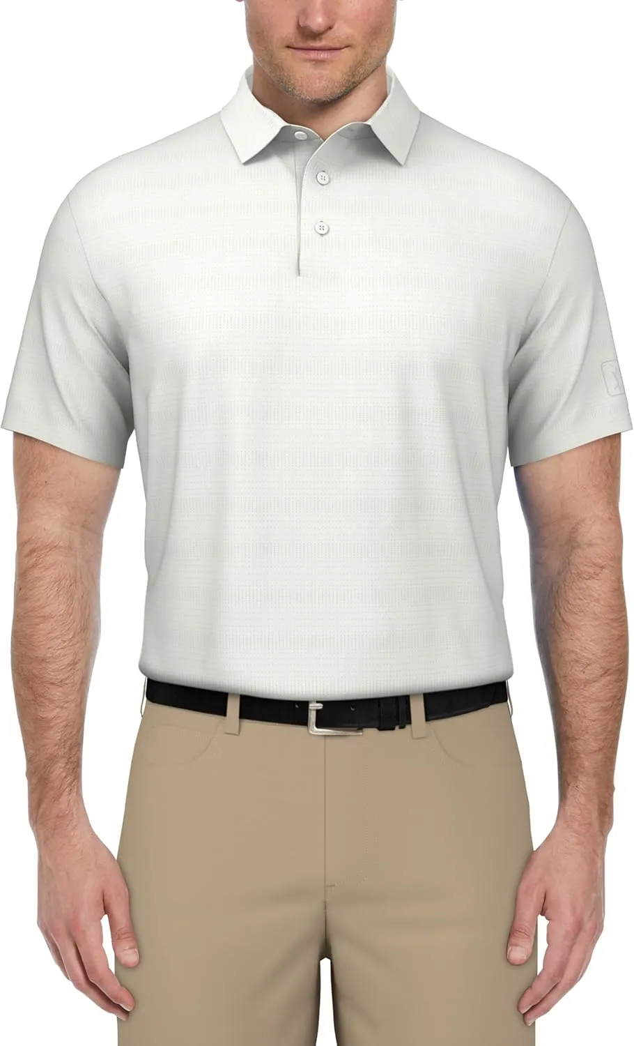 PGA TOUR Airflux Jaspe Cotton Short Sleeve Golf Performance Polo Shirt for Men, Moisture-Wicking, Sun Protection