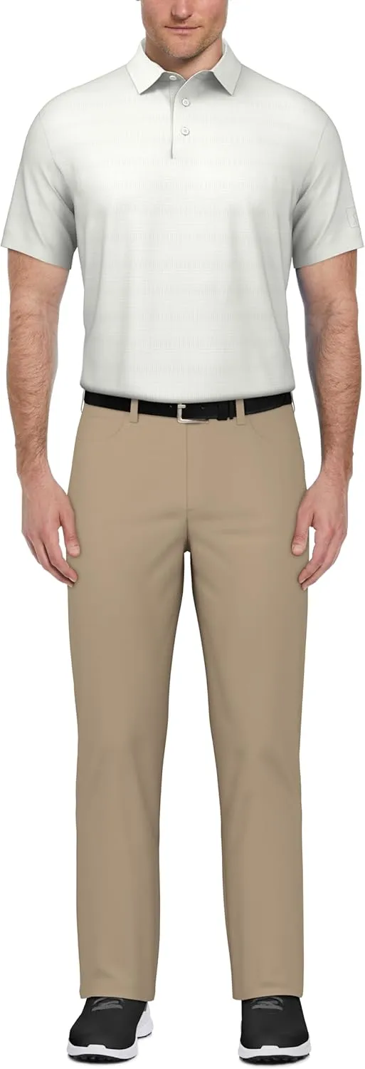 PGA TOUR Airflux Jaspe Cotton Short Sleeve Golf Performance Polo Shirt for Men, Moisture-Wicking, Sun Protection