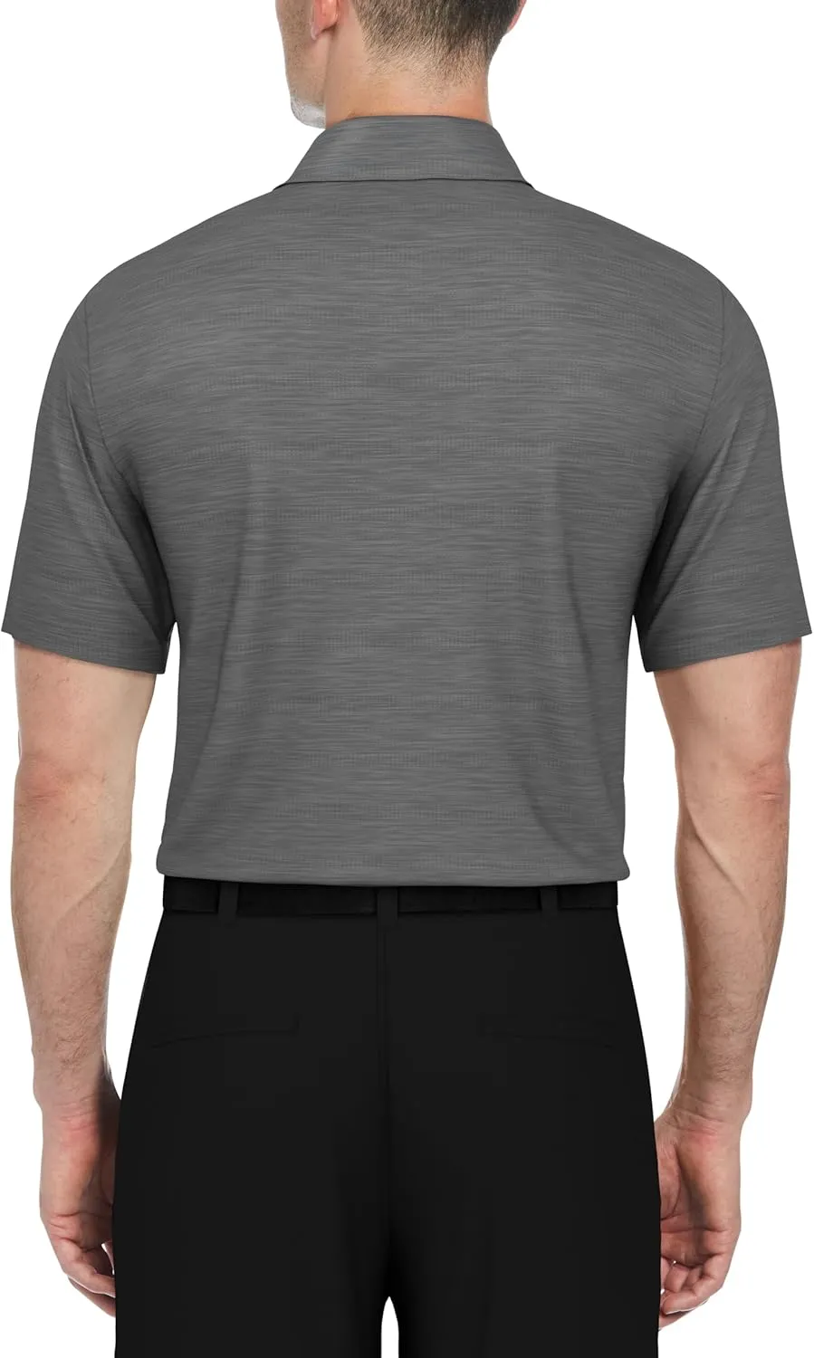 PGA TOUR Airflux Jaspe Cotton Short Sleeve Golf Performance Polo Shirt for Men, Moisture-Wicking, Sun Protection