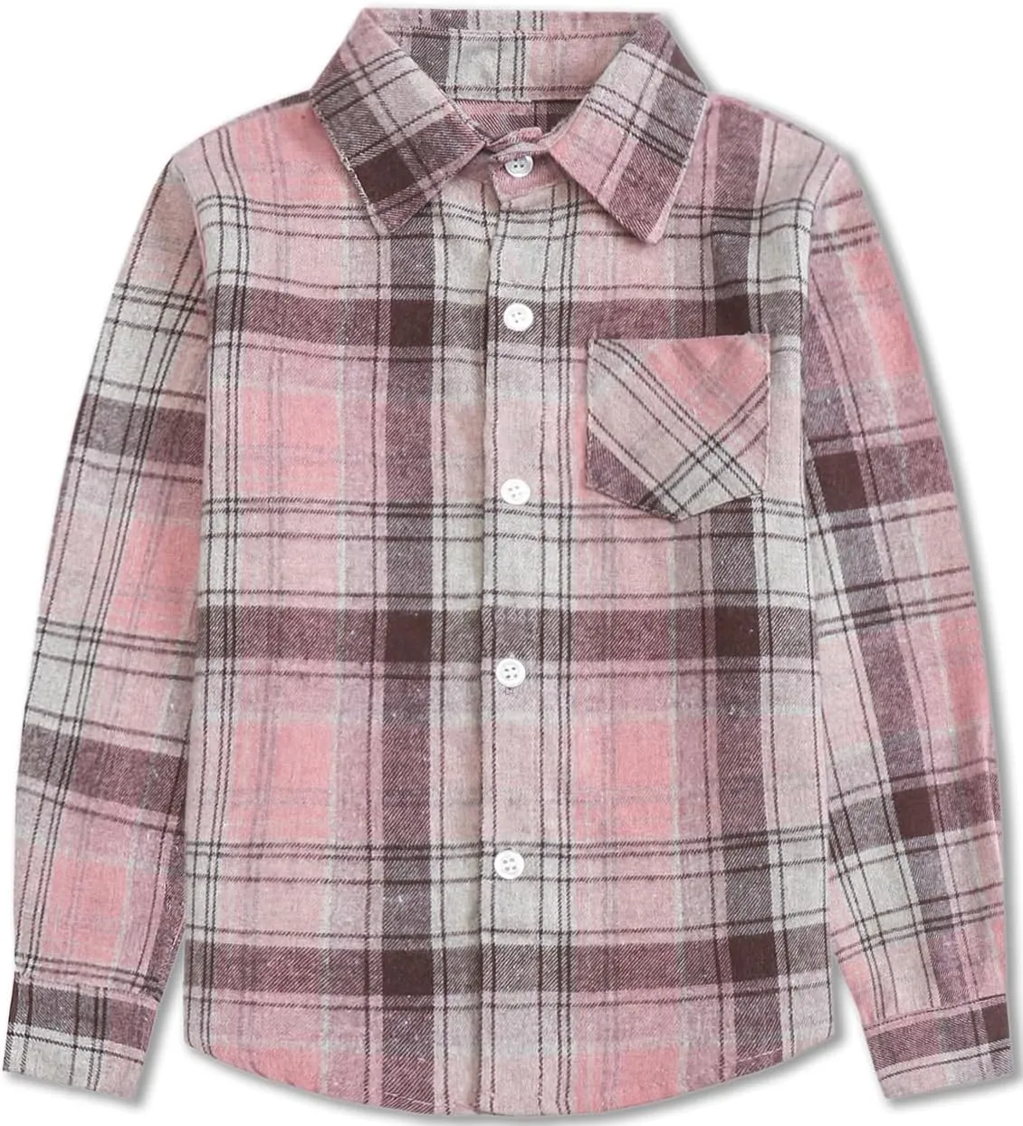 SANGTREE Womens and Girls Long Sleeve Flannel Shirt Casual Button Down Plaid Shirts, 3 Months - Adult 2XL