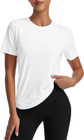 Short Sleeve Tops for Women Crew Neck T-Shirts Modal Tees Casual Loose Fit Trendy Lightweight Summer Outfits
