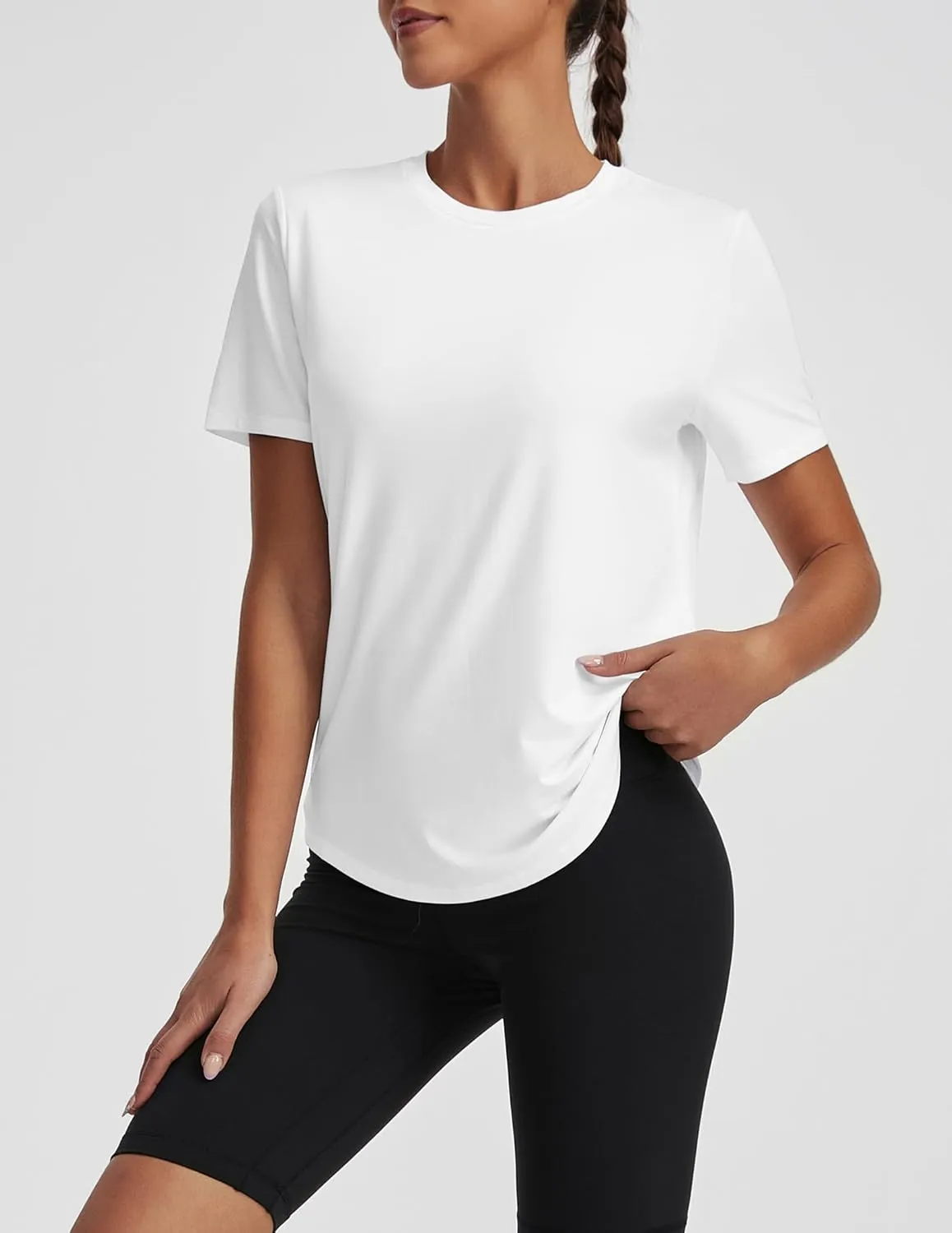 Short Sleeve Tops for Women Crew Neck T-Shirts Modal Tees Casual Loose Fit Trendy Lightweight Summer Outfits