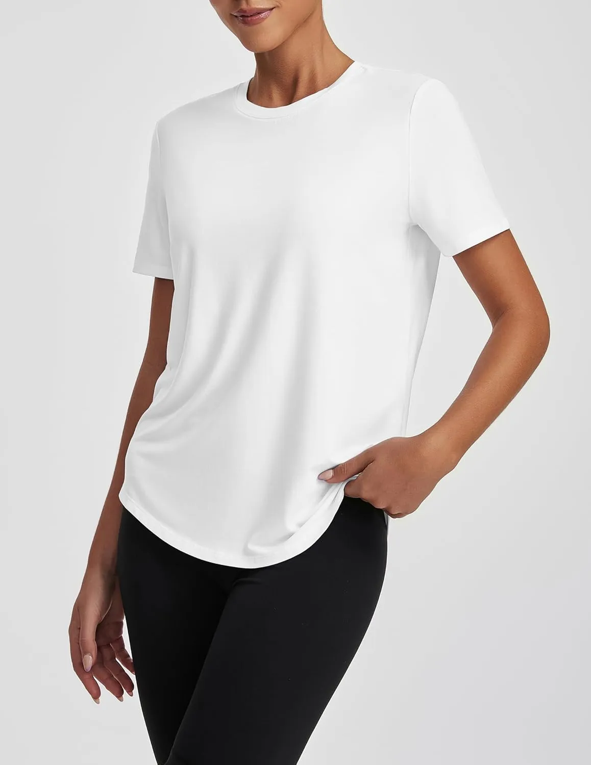 Short Sleeve Tops for Women Crew Neck T-Shirts Modal Tees Casual Loose Fit Trendy Lightweight Summer Outfits