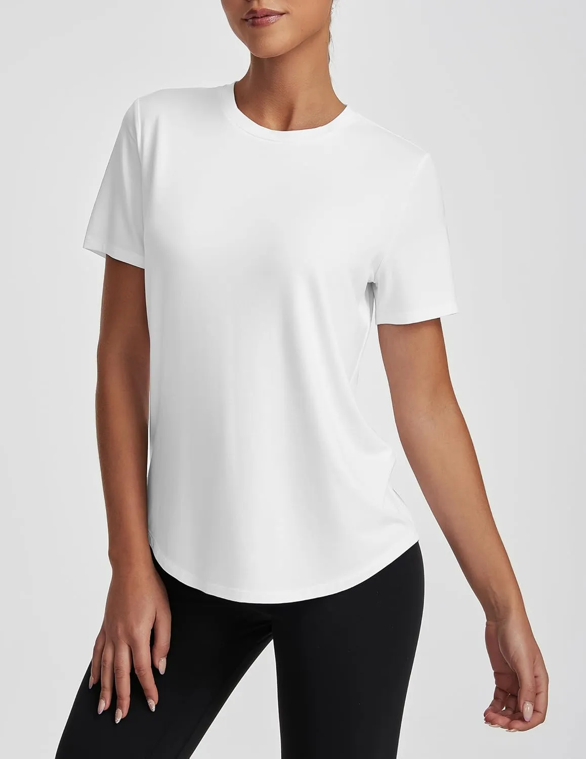 Short Sleeve Tops for Women Crew Neck T-Shirts Modal Tees Casual Loose Fit Trendy Lightweight Summer Outfits
