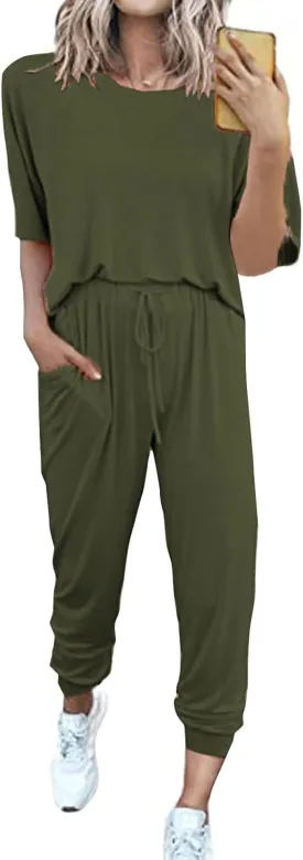 Sweatsuit Set for Women 2024 Fall Two Piece Tracksuit Long Sleeve Crew Neck Jogging Suits Loose Fit Workout Clothes