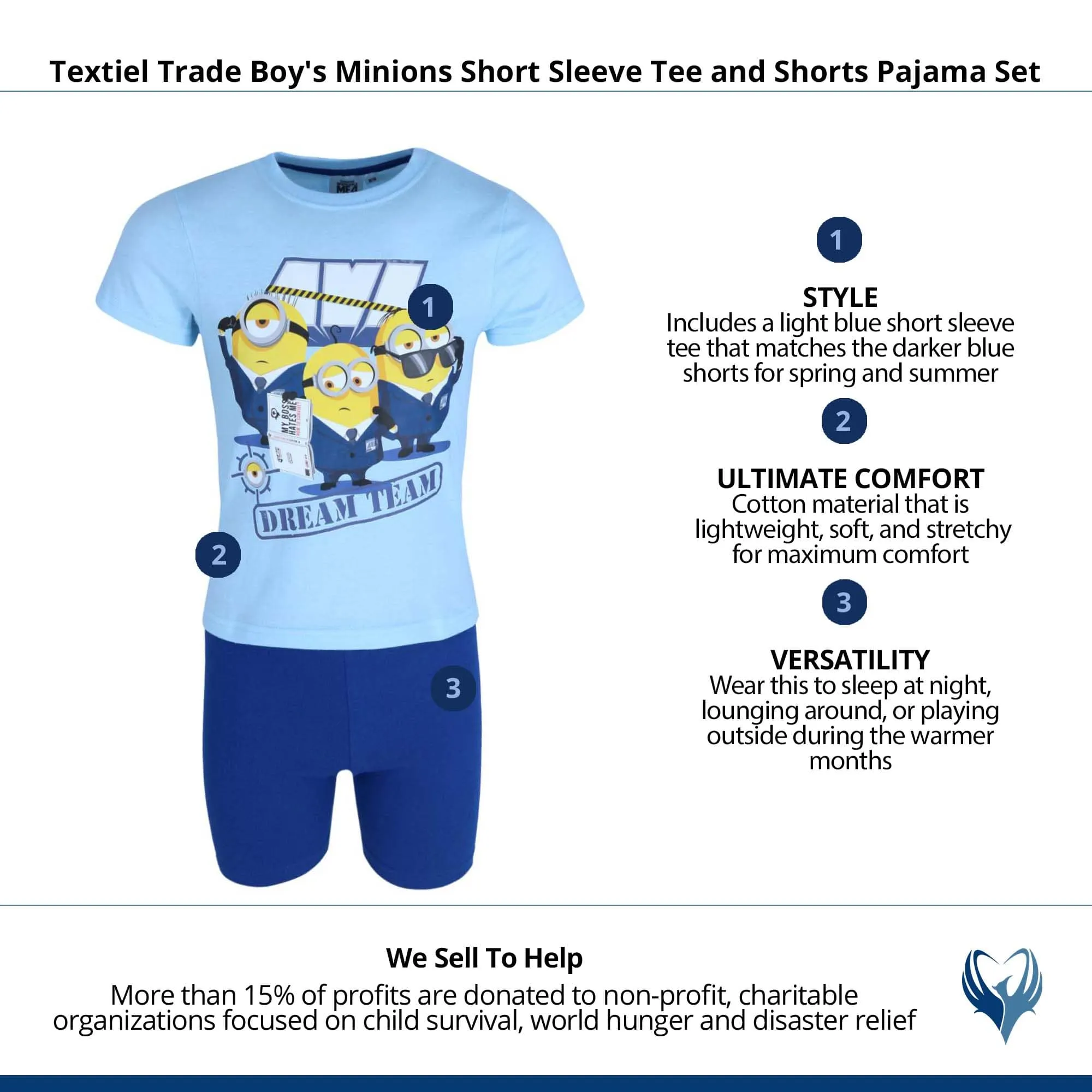 Textiel Trade Boy's Minions Short Sleeve Tee and Shorts Pajama Set